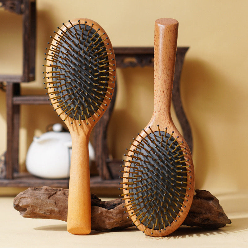 COMB | ZXUNASMR | Beechwood Nylon Air Bag Cushion Brush | Smoothing Styling & Hair Care | High-Resilience, Scalp Massaging, Gentle Detangling.