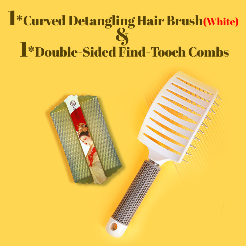 COMB | ZXUNASMR | Curved Nylon Detangling Hair Brush for Volumizing & Styling | Anti-Static, Scalp Massaging, Suitable for Wet & Dry Hair