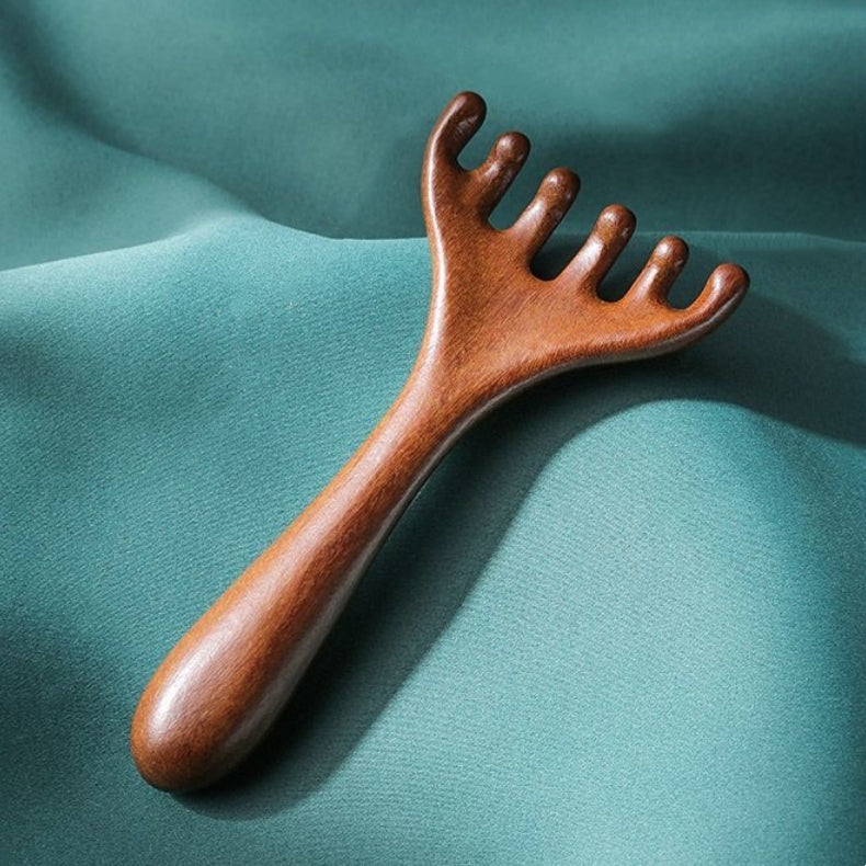 ZXUNASMR|Golden Sandalwood Deer Antler Comb, Six-Claw Meridian Massage Comb for Scalp and Hair Care
