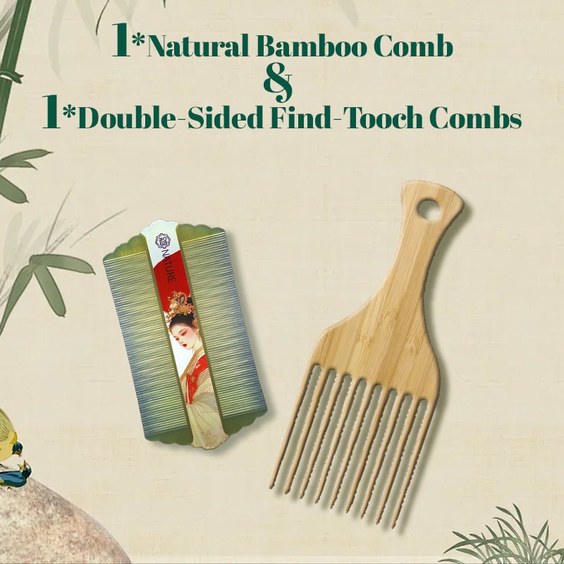 COMB | ZXUNASMR | Bamboo Wood Comb | Scalp Massaging, Anti-Static, Smooths Frizz, Soft & Comfortable