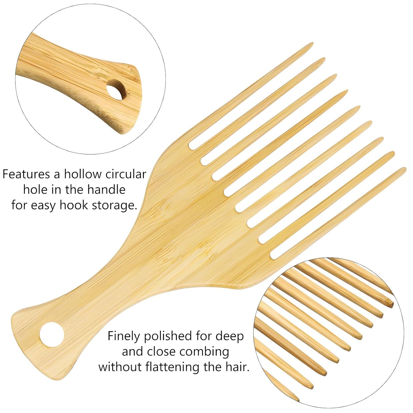 COMB | ZXUNASMR | Bamboo Wood Comb | Scalp Massaging, Anti-Static, Smooths Frizz, Soft & Comfortable