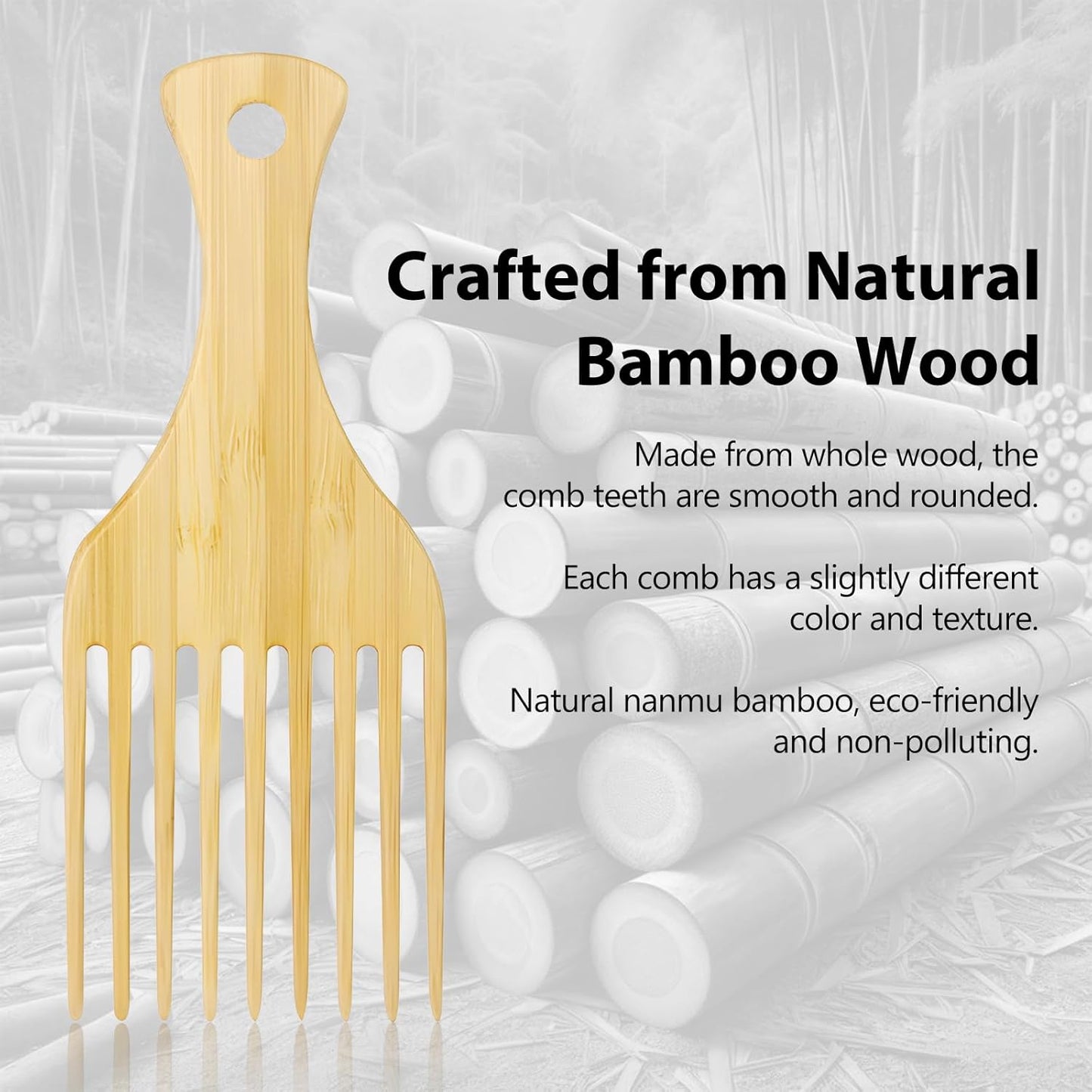 COMB | ZXUNASMR | Bamboo Wood Comb | Scalp Massaging, Anti-Static, Smooths Frizz, Soft & Comfortable