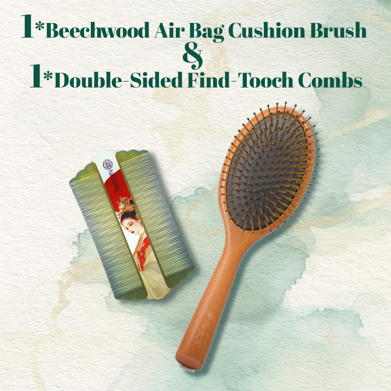 COMB | ZXUNASMR | Beechwood Nylon Air Bag Cushion Brush | Smoothing Styling & Hair Care | High-Resilience, Scalp Massaging, Gentle Detangling.