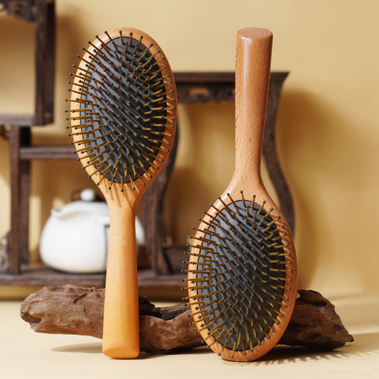 COMB | ZXUNASMR | Beechwood Nylon Air Bag Cushion Brush | Smoothing Styling & Hair Care | High-Resilience, Scalp Massaging, Gentle Detangling.